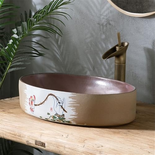 Lavabo de baño artesanal de cerámica ideal para decorar su patio exterior 5