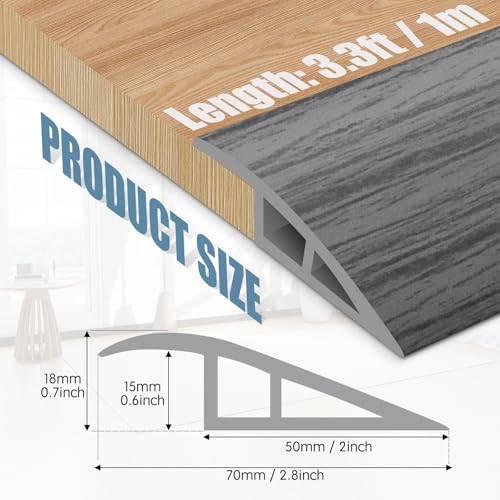 Image of Floor Transition Strip Door Threshold 39 inch Floor Transition Reducer Trim on The Edges Threshold Strip Self Adhesive Suitable for Doorways, Tiles, Carpet