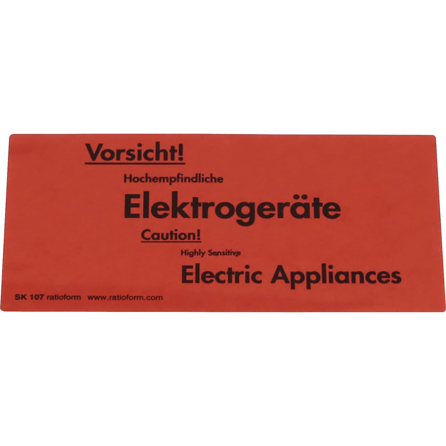ratioform | Warnetiketten | Aufdruck Vorsicht! Hochempfindliche Elektrogeräte | VE 1000 Stk | LxB 145 x 70 mm