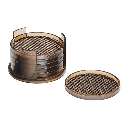 iDesign Twillo Porta-copos de plástico com suporte para balcões de casa, cozinha, sala de jantar, sala de estar, pátio, mesa de café, 10,8 cm x 10,8 cm x 6,3 cm, conjunto de 6 - bronze