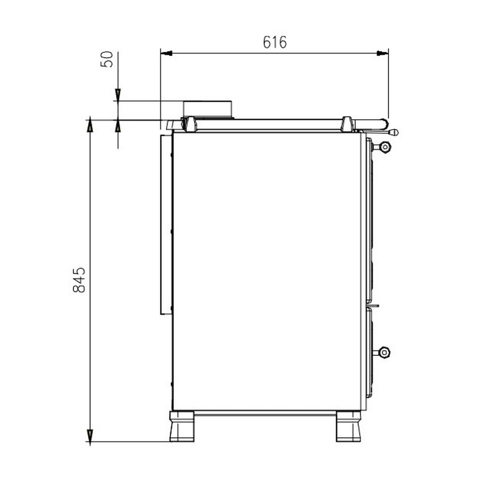 Nordica FAMILY 4,5 dritto Rivestimento esterno in acciaio porcellanato. Porta fuoco panoramica con doppio vetro. Forno smaltato da 41 litri con porta a doppi vetri. Telaio in ghisa vetrificata.