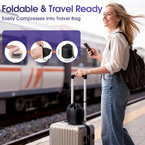 Image of CloudBliss Memory Foam Travel Neck Pillow Airplane, Set of 2, Pink & Pink