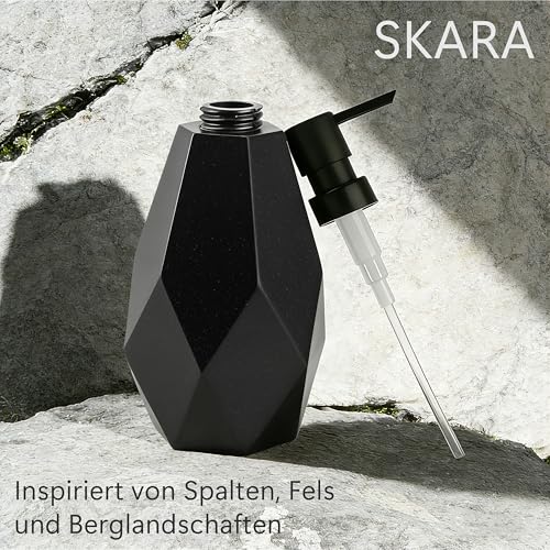 Seifenspender schwarz matt - Skara - Soap Dispenser im Fels-Design - Spülmittelspender Küche und Bad für Nordic-Liebhaber - Pumpspender, geeignet für Flüssigseife oder Spülmittel 5