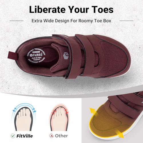 Image of FitVille Diabetic Shoes for Women Wide Width Lightweight Comfortable Extra Wide Walking Shoes Women's Diabetic Shoes with Adjustable Strap