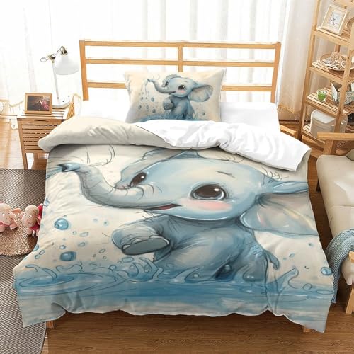 Housses de couettes éléphants et fourmis en microfibre single 135x200cm