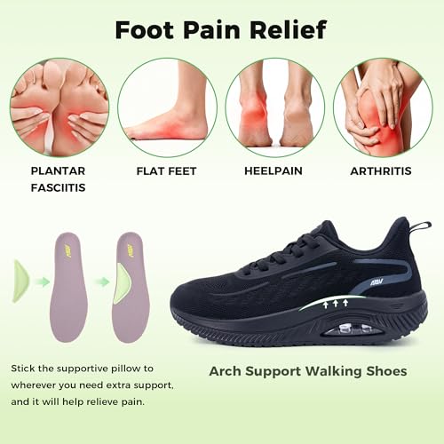Image of RomenSi Women Arch Support Walking Shoes Plantar Fasciitis Sneakers Orthotic Tennis Shoes for Gym Workout All Day US 6-11