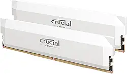 Crucial Kit Pro DDR5 RAM 64GB (2x32GB) 6000MHz CL40, Overclocking Desktop Gaming Memory, Intel XMP 3.0 e AMD Expo - Branco CP2K32G60C40U5W
