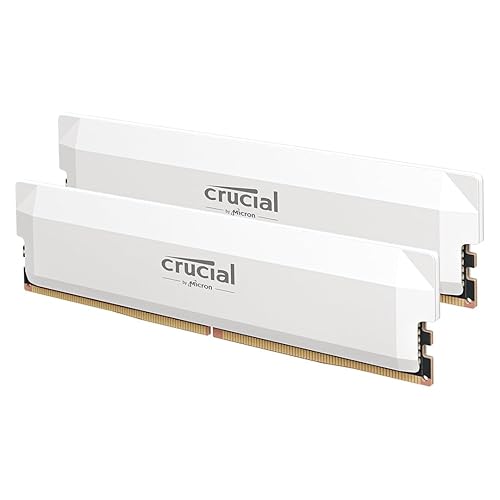 Crucial Pro DDR5 RAM 64GB Kit (2x32GB) 6000MHz CL40, Overclocking Desktop Gaming Memory, Intel XMP 3.0 & AMD Expo Compatible – White CP2K32G60C40U5W - White 64GB Kit (2x32GB) - 6000MHz