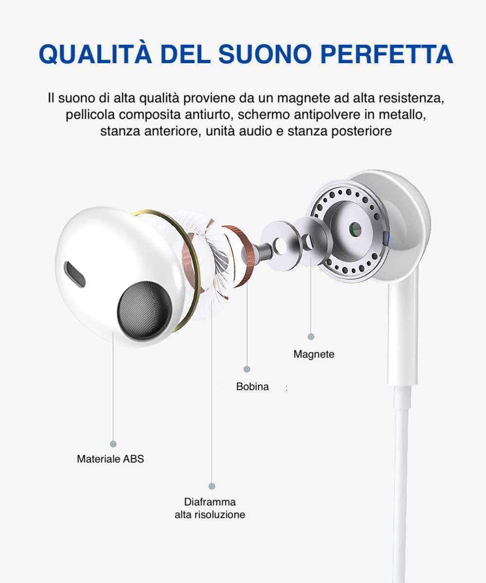 Cuffie USB C,Auricolari Type C con filo y Microfono Hi-Fi Stereo compatibile per iPhone 17/16/15 Pro Max Plus,iPad Pro Air,Samsung Galaxy S26/S25/S24/S23 A53 A33,Huawei,Google Pixel,Xiaomi