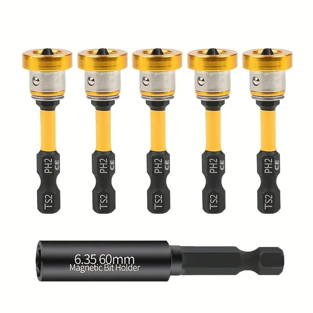 Littimoon 5pcs 50mm Positioning Screwdriver Bits S2 Drywall for Plasterboard Gypsum Locating Tools
