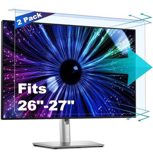 Paquete de 2 protectores de pantalla antiluz azul y antiarañazos para monitor de computadora de escritorio de 27 pulgadas, panel de filtro de bloque colgante para protección ocular