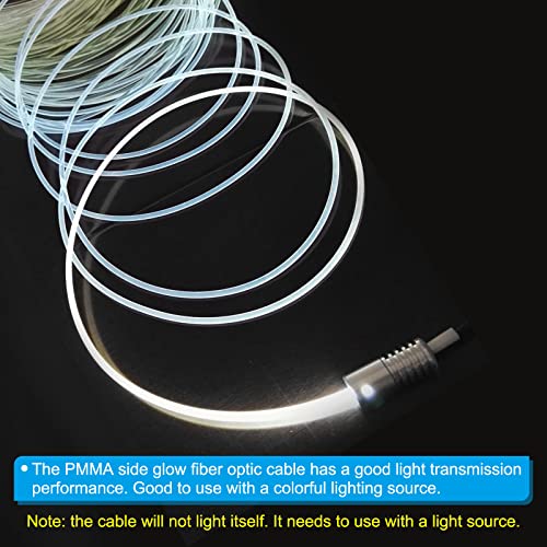 Image of PATIKIL 3mm 3.0m PMMA Side Glow Fiber Optic Cable Kit, with LED Aluminum Illuminator 12V 1.5W Guide Light Source Decoration for Home DIY Lighting, Cool White