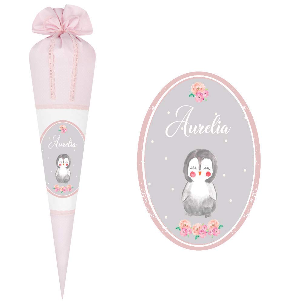 Pinguin Schultüte mit Namen aus Stoff 70cm groß