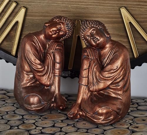 Figura decorativa set de 2 Buda polystone 15 cm x 15 cm x 23 cm miniatura 5