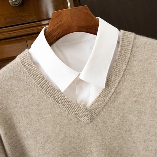 Men's 100 Percent Cashmere Sweater Fall Winter V-Neck Long Sleeve Slim Fit Sweater Pullover Tops2