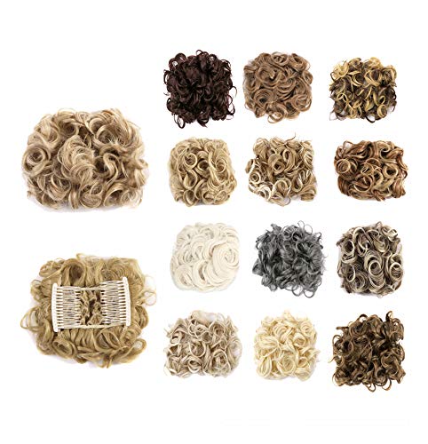 Hioffer Combs Bun Hair Extensions Clip Updo Scrunchie Wavy Claw Hairpiece Ponytail