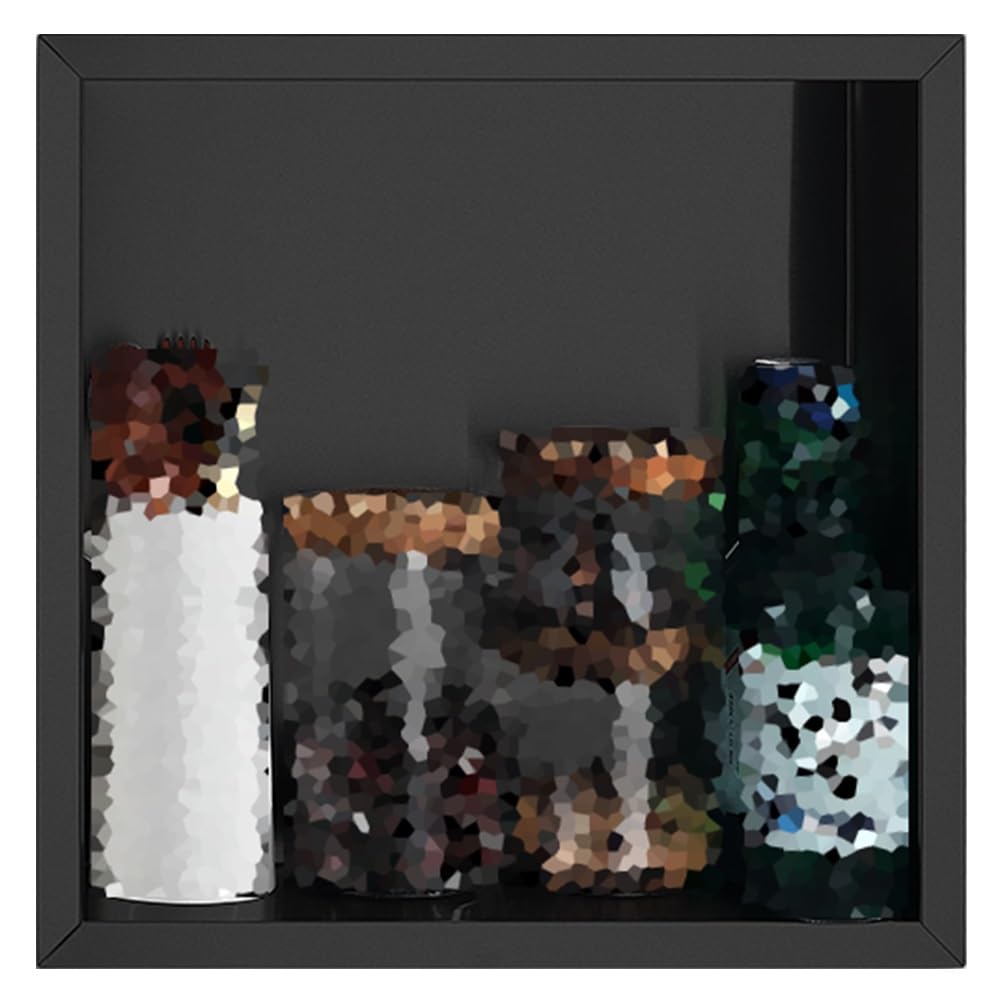 304 inless Duschregal aus Stahl, Wandmontage, 39 x 39 x 12 cm / 15X15X5in, für Badezimmer, Hotel und Wohnzimmer, platzsparend, Schwarz