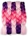 Forevery Braiding Hair Kanekalon Synthetic Ombre Hair Braiding Extensions 5Pcs High Temperature Fiber Crochet Twist Braids Purple to Magenta to Pink (24", 10#)