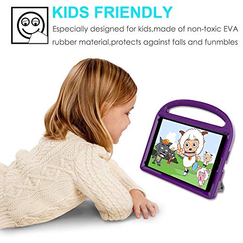 Image of iPad 9.7 2018 /2017 / Air 1 /2 / Pro 9.7 Case for Kids - SUPLIK Duable Shockproof Protective Handle Bumper Stand Cover with Screen Protector for iPad 9.7 inch 5th /6th Generation, Purple