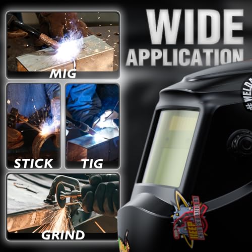 Image of YESWELDER Auto Darkening Welding Helmet, Blue Light Blocking, 1 /1 /1 /1 True Color Solar Powered Welding Hood with 2 Arc Sensors, Wide Shade 3.5 /9-13 Welder Mask for TIG MIG ARC and Grind
