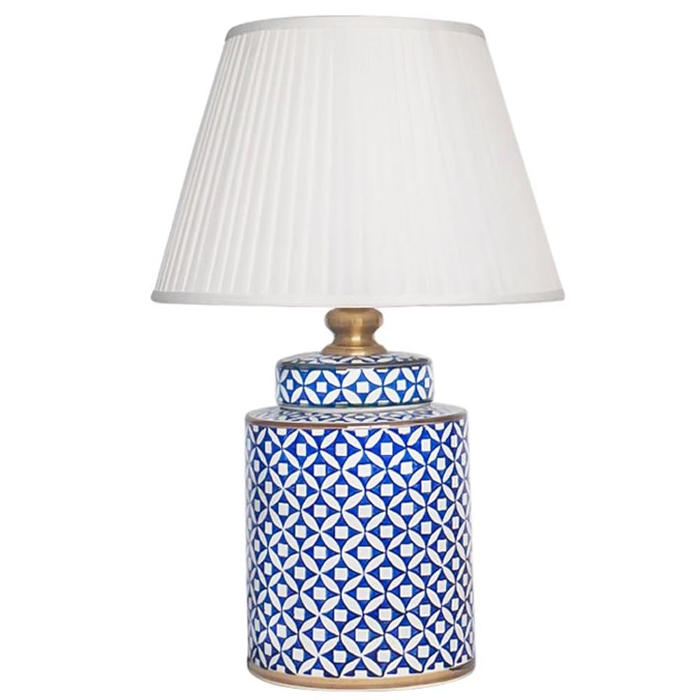 SANBDDLYY Hand-Painted Chinese Ceramic Table Lamp - Traditional Bedside Desk Nightstand Light for Bedroom, Living Room, Office, College