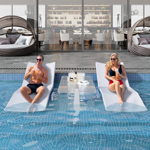 Image of in Pool Lounge Chairs, Pool Lounge Chairs, Use in Pools with Shelves Up to 12 Inches Deep, Weather-Resistant Design,Tanning Chairs for Sun Shelves, Poolside & Beach Lounge for Outdoor Relaxation (4)