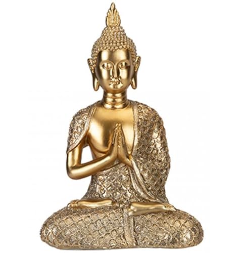M1SS 20cm Aura Golden Buddha Statue Resin Figure – Gold Meditation Buddha Statue | Spiritual Home Décor Ornament | Serene & Peaceful Design | Thoughtful Gift in Printed Box