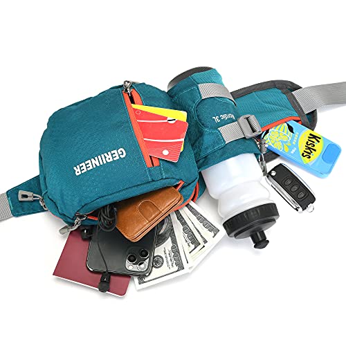 GERIINEER wasserdichte Bauchtasche Gürteltasche mit Flaschenhalter Damen und Herren, Bauchtasche Geeignet für Reise Sport Running und Alle Outdoor Aktivitäten, Hüfttasche Damen Herren Sport