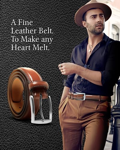 Genuine Leather Dress Belts For Men - Mens Belt For Suits, Jeans, Uniform Brown Belt - Designed In The Usa #TOP5