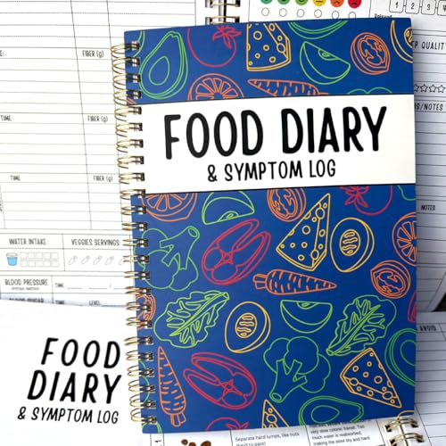 Food Diary & Symptom Log Book – Daily Food Journal & Gut Health Tracker for IBS, Low FODMAP, Allergies & Intolerance – 2-Page Layout for Meals, Sleep, Mood, Bowel Movements, Fiber, Sugar & Blood Pressure – Keto, Paleo, Whole30, A5 Spiral Planner