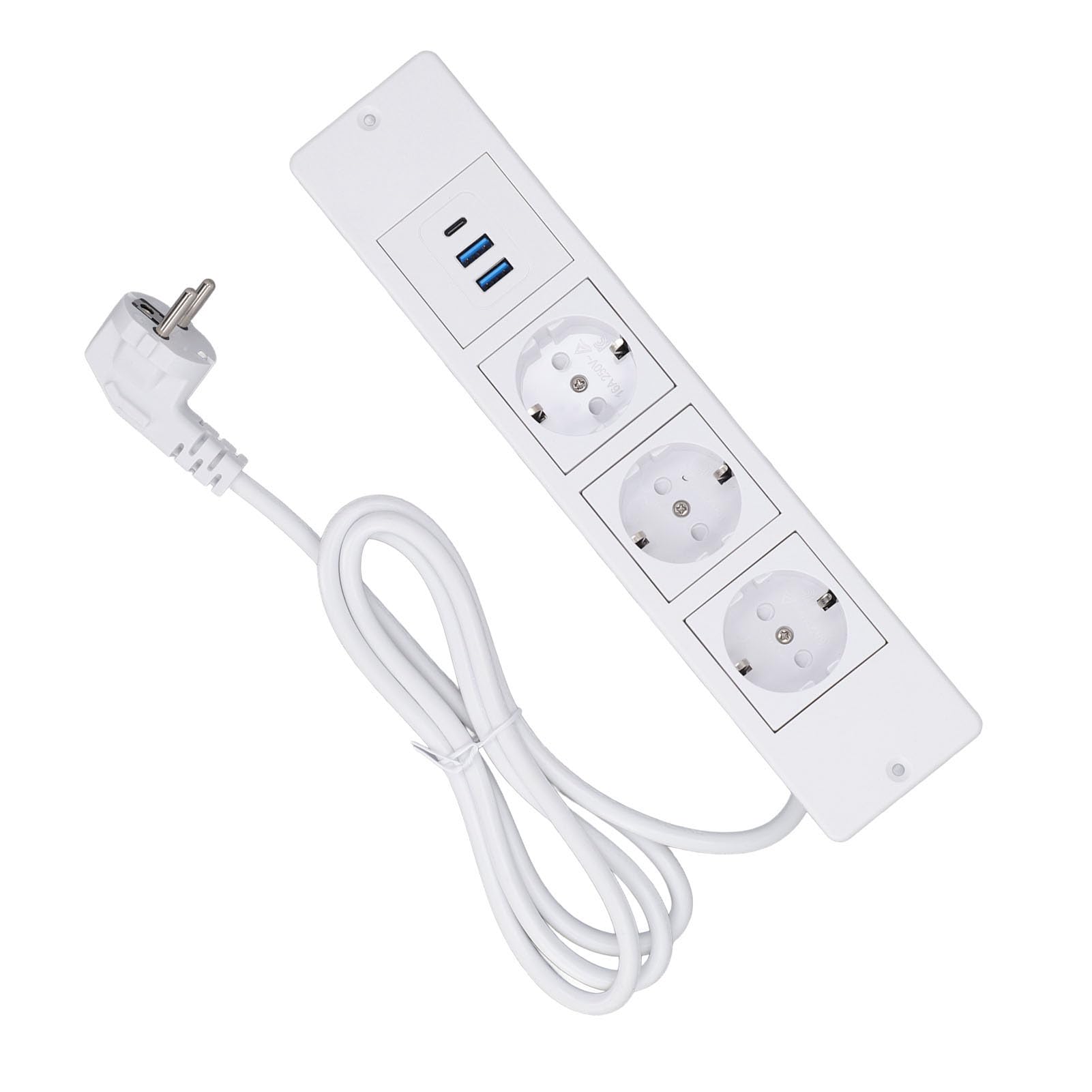 Prise Encastrable avec 3 Prises USB A et USB C Charge Rapide, Ignifuge,