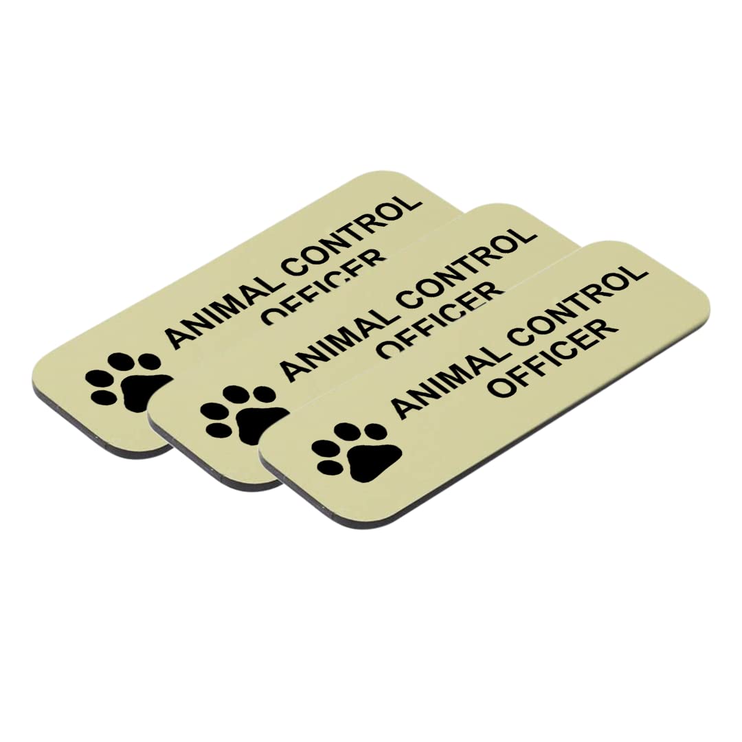 Motto Lita Animal Control Officer 1x3'' Name Tag/Badge, Brushed Gold, (3 Pack)