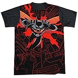 Batman Beyond Drop Down Unisex Adult Halloween Costume Sublimated T Shirt (Black Back), 2X-Large
