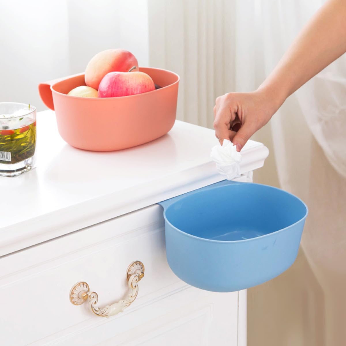 iplusmile Cestino Sospeso in Plastica Pp Per Raccolta Dei Rifiuti Cestini Portaoggetti Da Appendere Alla Porta o Sul Tavolo Blu