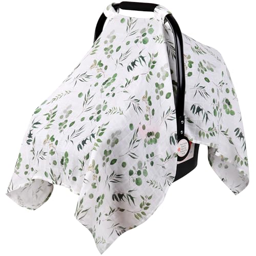 Rquite Muslin Cotton Infant Car Seat Canopy