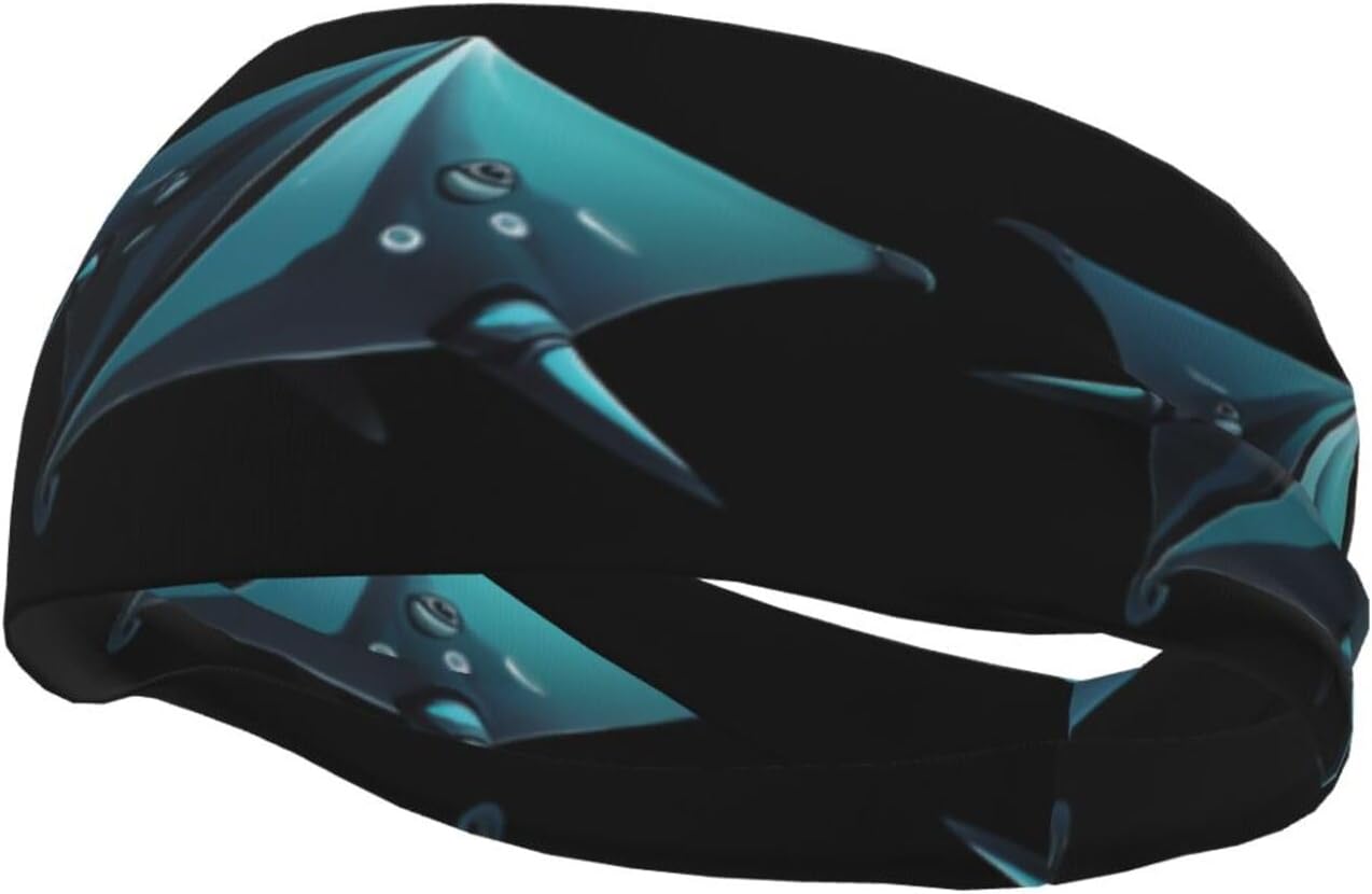 Manta Ray with Wings Spread Sports Sweatband – Stretchy, Breathable Headband for Workout