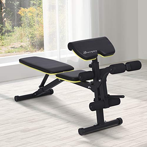 Soozier Adjustable Sit-Up Dumbbell Bench Multi-Functional Purpose Hyper Extension Bench with Adjustable Seat and Back Angle