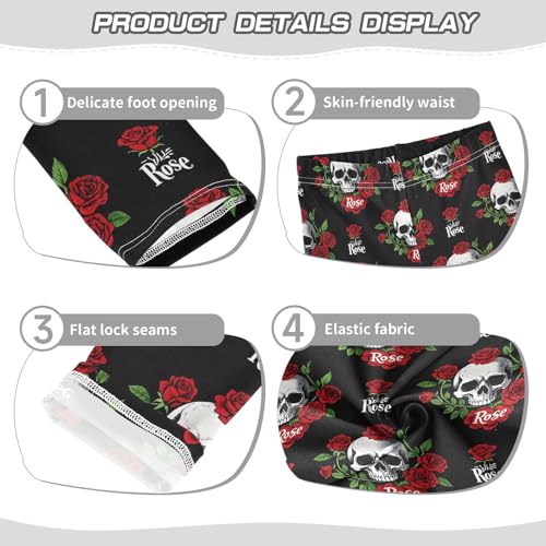 Red Rose Skull Head Girls Leggings Soft Stretch Workout Yoga Dance Pants for Kids Casual Tights3