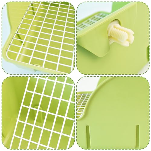 Image of Guinea Pig Litter Box,Bunny Plastic Square Cage Toilet with Grate Rabbits Corner Litter Bedding Small Animal Pet Toilet Box Potty Trainer Pet Pan for Guinea Pig Ferret Chinchilla(Green)