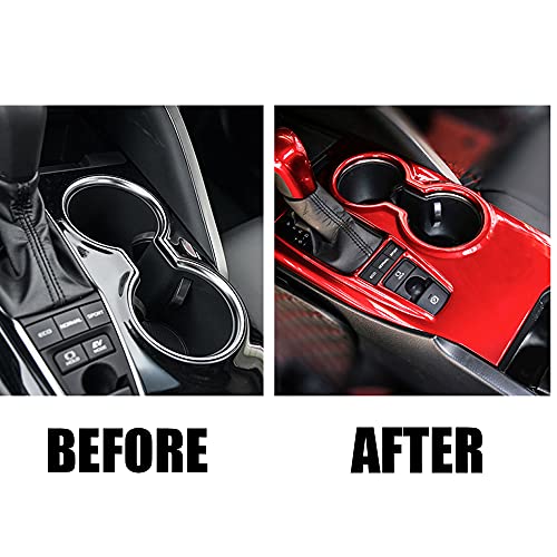 XITER Red ABS Gear Shift Knob Console Panel Trims Cover Cup Holder Decor Sticker for Toyota Camry LE SE TRD SE 2018 2019 2020 2021 2022 2023 2024-Without Seat Heater Switch