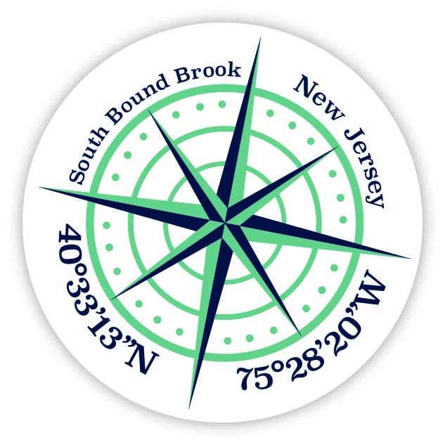 South Bound Brook New Jersey 2-Inch Vinyl Decal Sticker Latitude Longitude Compass Design