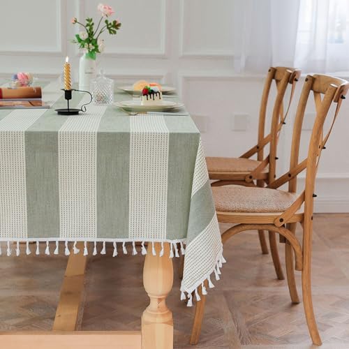 Nappe à franges coton mélangé rectangulaire nappe lavable entretien facile - 4
