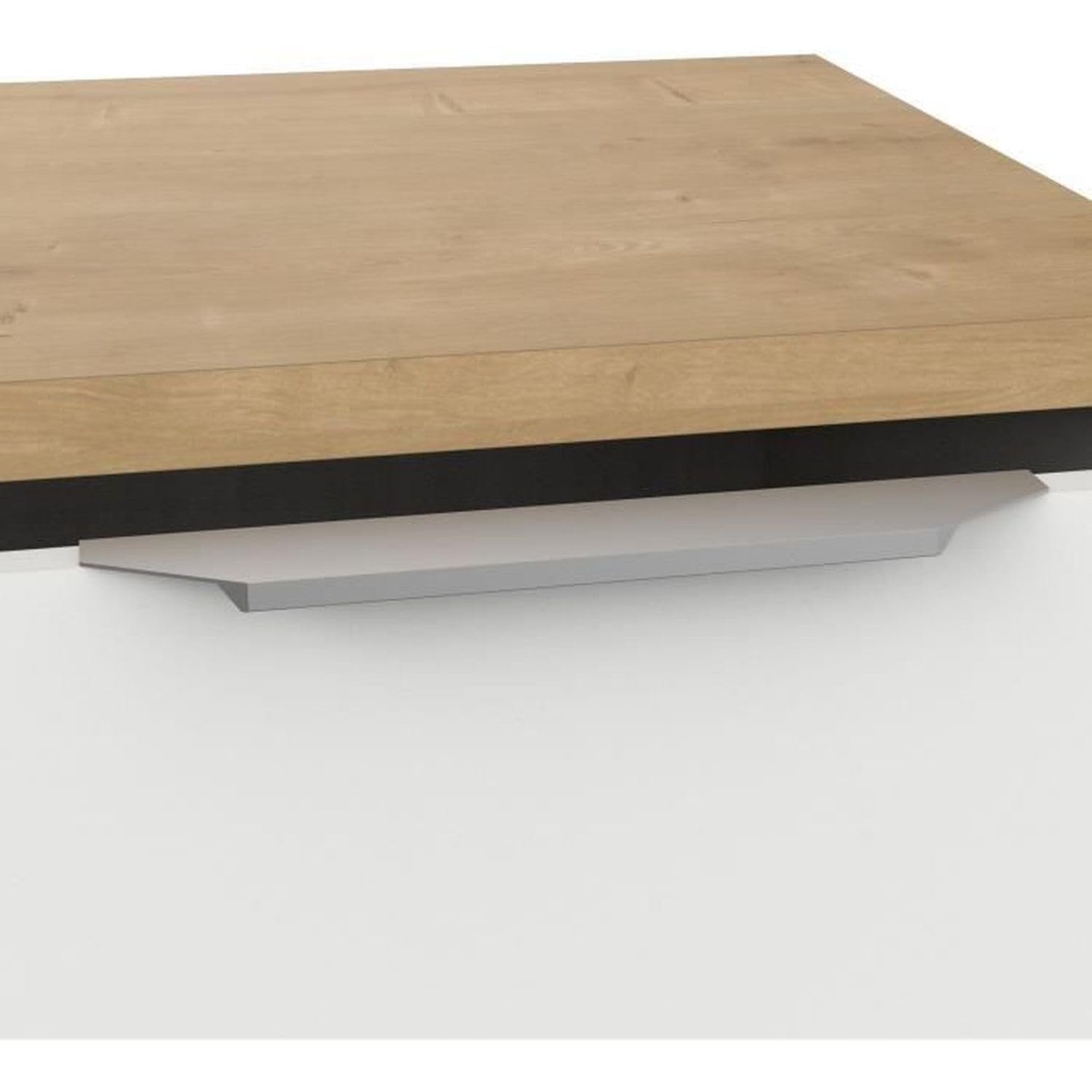 Aparador Moderno con 3 Puertas y 2 cajones – Estilo escandinavo – Color Blanco Mate y Roble Hamilton - 121,5 x 39,6 x 85,6 cm