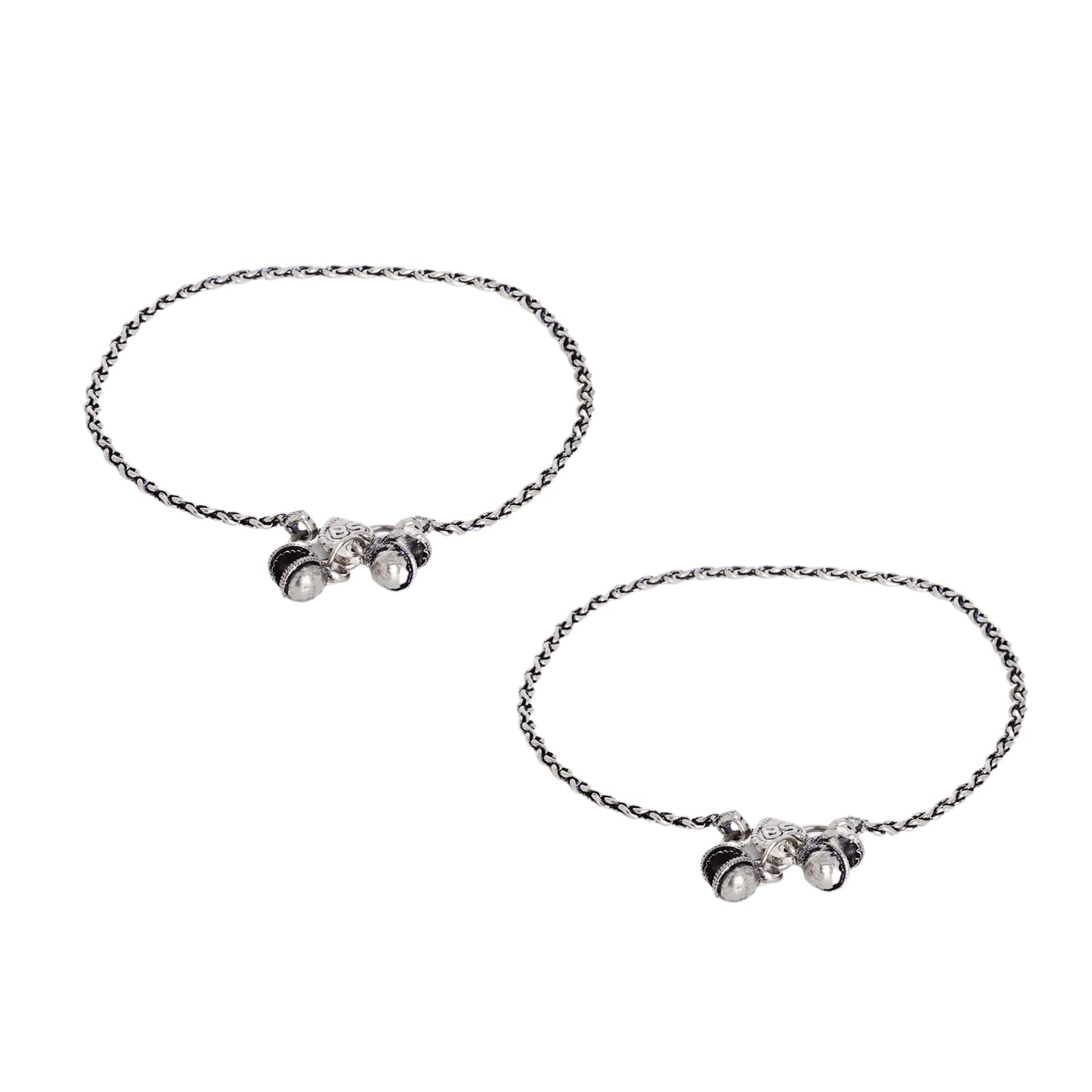 teejh Kuvira Silver Oxidised Anklets-picture-47