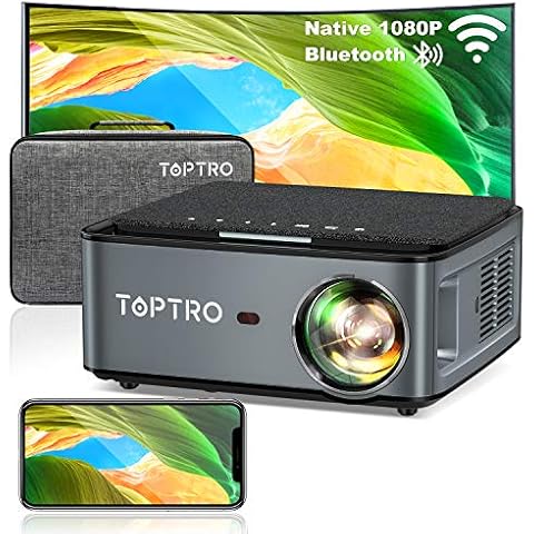TOPTRO Proyector 1080P 5G WiFi Bluetooth 9000 Lúmenes con Ajuste Digital y Función de Zoom Cover
