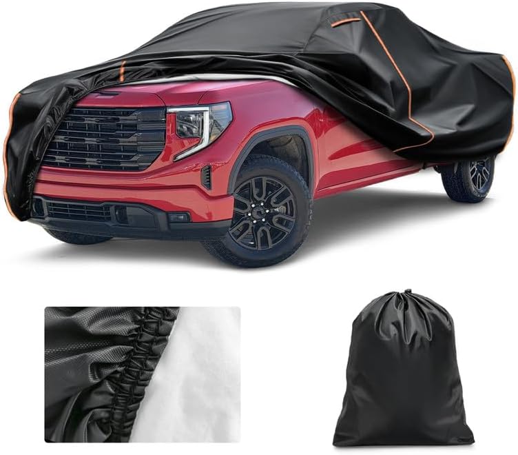 Truck Cover Custom Fit for GMC Sierra 1500 2019-2026, Waterproof PEVA with Cotton Lining, All Weather Sun Rain UV Dust Snow Protection, Pickup Cover with Door Zipper