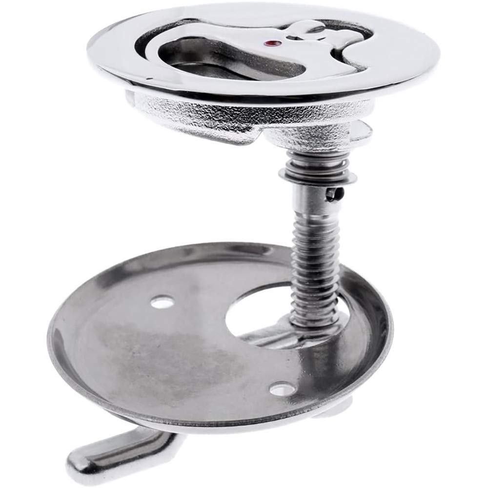 POFET Maniglia di sollevamento a tiro con chiusura a camma per portello, montaggio a incasso, con piastra posteriore, 52 mm, acciaio inox 316, per barca, argento