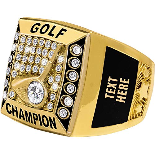 Crown Awards Golf Premiere Engravable Ring, Gold Golf Ring with Custom Engraving, Choose Your Size Prime