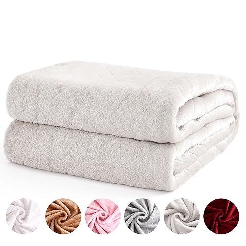 HOMEYA - Mantas para Sofás de Franela 130X160CM con Diseño Ladrillos - Mantas para Cama de 90cm 100% Poliéster Suave y Cómodo, Gris Perla