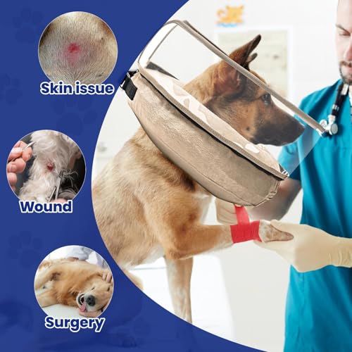 Image of BARKLESS Dog Cone, Inflatable Dog Cone After Surgery for Small Breeds, Soft Surgery Collar with Enhanced Anti-Licking Guard Shield for Pets, Patented Protective Donut Collar